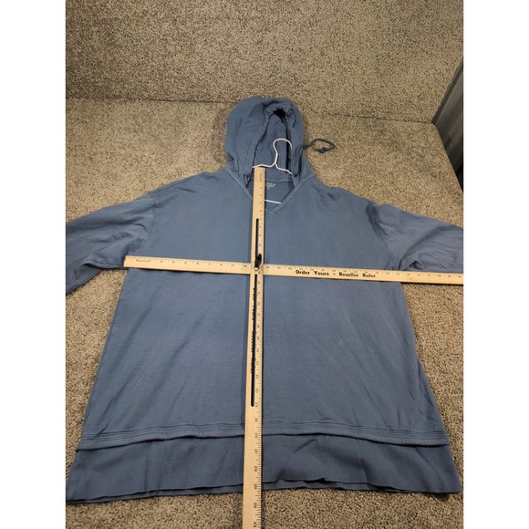 Athleta Sundown Alliance Hoodie Blue Ribbed V-Neck Pullover XL - Picture 5 of 9
